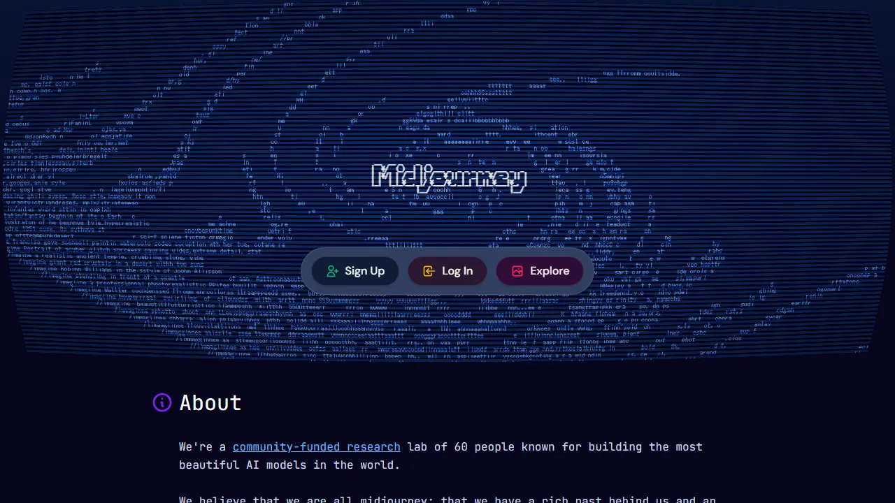 Capture d'écran de l'interface de Midjourney montrant le tableau de bord principal