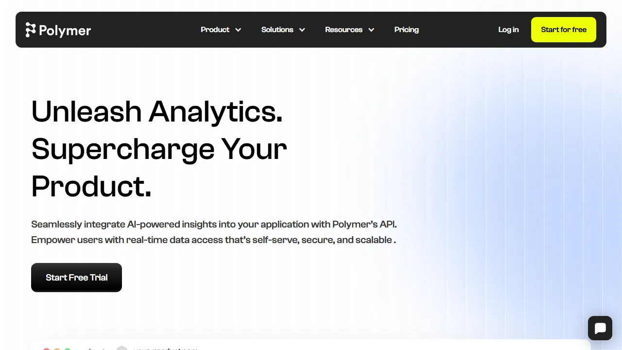 Capture d'écran de l'interface de Polymer montrant le tableau de bord principal